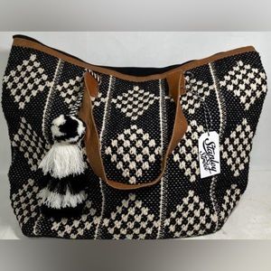 Stanley Street/Our Faux Farmhouse - Checker Weave Beach Jumbo Hobo Bag